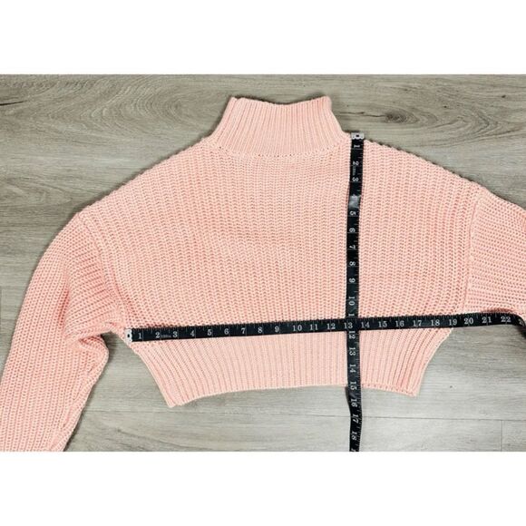 Lovers + Friends Mockneck Cropped Loose Knit Long Sleeve Wool Blend Sweater XS - Picture 4 of 6
